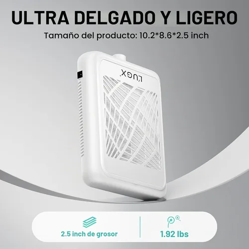 Vista 9 de L'UGX Colector de polvo de uñas recargable con 2 filtros reutilizables, aspirador de polvo de uñas profesional para técnicos de uñas, extractor