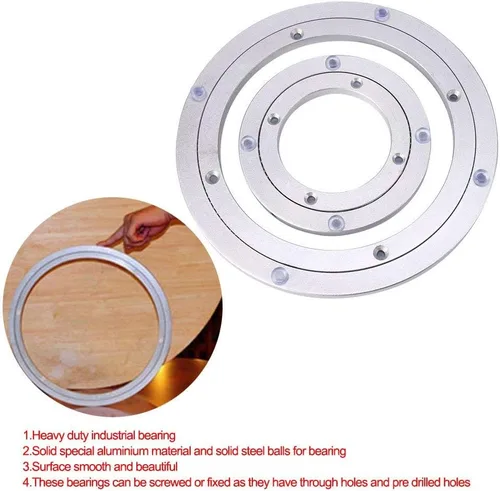 Vista 5 de Lazy Susan - Plataforma giratoria redonda de aleación de aluminio suave y resistente, base de soporte con ventosa de silicona para mesa de comedor