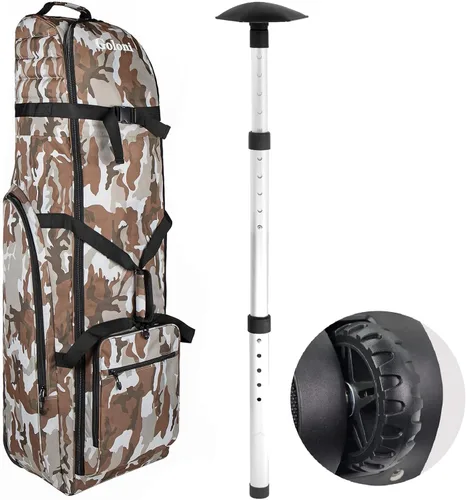Vista 12 de Goloni Bolsa de viaje de golf con ruedas para aerolíneas, funda de viaje resistente al agua para viajes aéreos, equipaje de golf plegable portátil