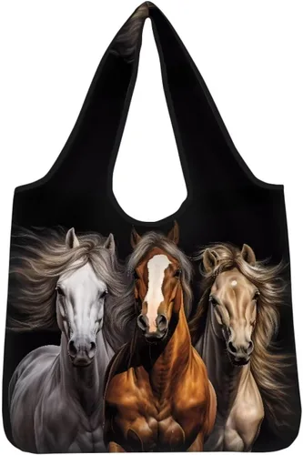 Vista 12 de Belidome Bolsa de comestibles con diseño de donas de ajolotl para compras, lavable, reutilizable, con bolsillo para asa