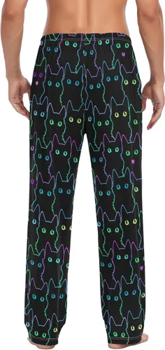 Vista 5 de Pantalones de pijama de cuadros blancos y negros para hombre, pantalones de descanso separados suaves para hombres