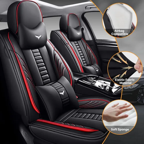Vista 2 de Fundas protectoras de asiento de automóvil de lujo de 2 asientos para Volvo XC40 2019-2025, diseño de bolsa de almacenamiento trasera, almohada
