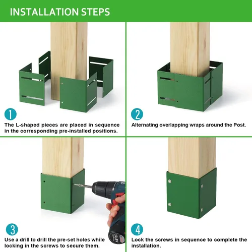 Vista 4 de Protector de poste ajustable de acero inoxidable 304 (rango de 3.3-6 pulgadas), protege buzones, cubierta y vallas de la lluvia y daños al