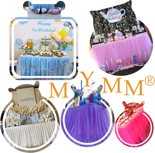 Vista 4 de Falda para mesa de tutú de tul, decoración de mesa rectangular o redonda para fiesta de boda, dama de honor, hermana, disfraz, moda de lujo