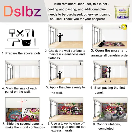 Vista 6 de Graffiti Fitness - Mural de pared para dormitorio, 98 x 71 pulgadas (ancho x alto)