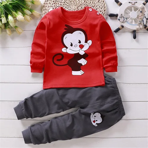 Vista 3 de Ropa de otoño e invierno para bebé, niña, niño, sudadera de manga larga, sudadera con capucha y pantalones, conjunto de 2 piezas