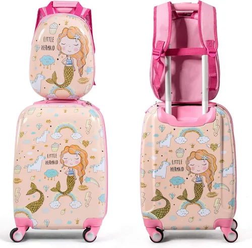 Vista 9 de HONEY JOY 2 piezas de equipaje de mano para niños, Mermaid, S, Viajar