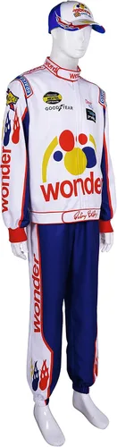 Vista 2 de Qosivfey Disfraz completo de Ricky Bobby para adultos, disfraz de carreras de Ricky Bobby de Talladega Nights, accesorios para fiesta de Halloween