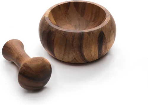 Vista 9 de Ironwood Gourmet Mortero y mortero olmeca, madera de acacia