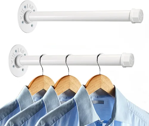 Vista 13 de Sumnacon 2 Piezas Barra de Ropa de Tubo Industrial de 5.9 Pulgadas – Perchero de Metal Rústico de Servicio Pesado con Tornillos, Soporte para Ropa