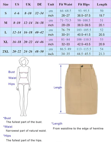 Vista 6 de JACK SMITH Falda de golf elástica UPF 50+ de 20 pulgadas de longitud hasta la rodilla para mujer con bolsillos