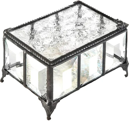 Vista 2 de J Devlin - Caja de cristal biselado, caja decorativa para joyas, decoración de recuerdo, cristal transparente, caja 762