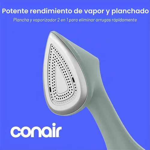 Vista 2 de Conair - Vaporizador de hierro 2 en 1 Vapor turboalimentado de 1700W para todo tipo de tela, vapor y prensa, verde, GSI200TG