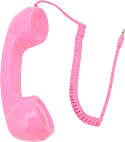 Vista 2 de Auricular retro para teléfono, receptor de teléfono celular retro vintage de 0.138 in, micrófono de teléfono celular a prueba de radiación para Negro