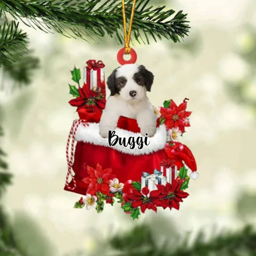 Vista 52 de Perro Akita Inu personalizado en bolsa de regalo, adorno de Navidad, nombre personalizado, regalo para amantes de los perros, familia, Navidad