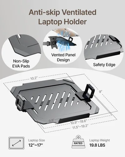 Vista 7 de monTEK Soporte para monitor y portátil para escritorio, brazo de monitor de altura ajustable para pantalla de hasta 32 pulgadas y portátil de 17