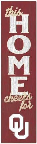 Vista 58 de KH Sports Fan Letrero de Alabama Crimson Tide This Home Cheers for Porch Leaner, 11 x 46 pulgadas, carmesí de marea carmesí; muestra tu espíritu