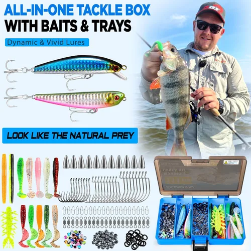 Vista 7 de PLUSINNO Fishing Gear,Full Fishing Pole kit Include Fishing Rod and Reel Combo, Tackle Box with Fishing Lures, Fishing Accessories, Fishing