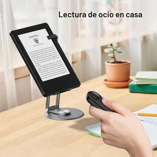 Vista 3 de RF - Control remoto de giro de página para accesorios Kindle Paperwhite, iPad, lectura Kobo, Surface, cómics/novelas, tabletas Android, toma de Negro