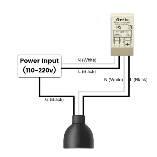 Vista 4 de Kit de interruptor de luz inalámbrico y receptor, interruptores de pared inalámbricos Ortis con rango RF de 300 pies para luces, ventiladores
