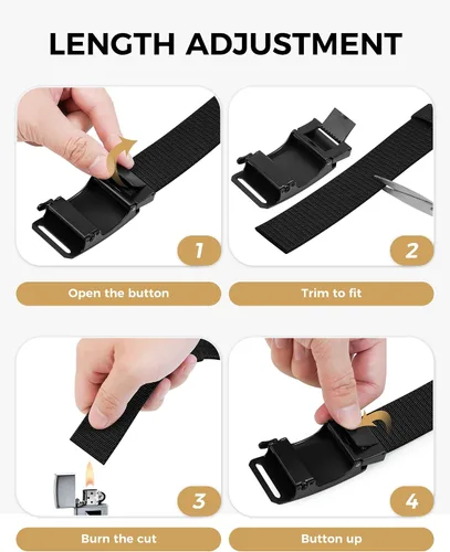 Vista 5 de Cinturón de trinquete elástico para hombres, cinturón de trabajo táctico de nailon casual, hebilla ajustable
