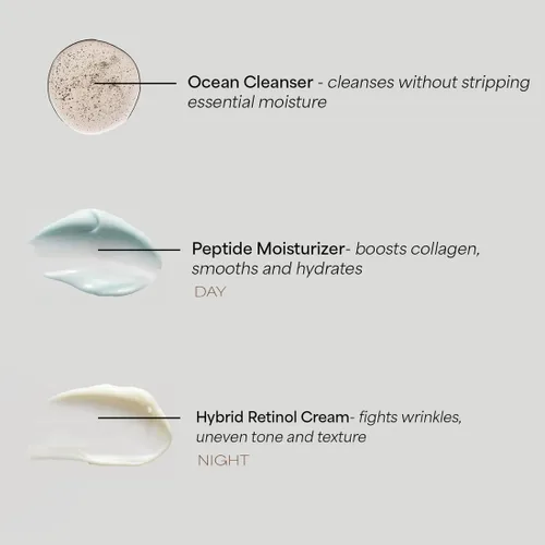 Vista 2 de EarthsCure Rutina antienvejecimiento de 3 pasos: rutina simple para arrugas, manchas oscuras y piel más suave. Contiene minerales oceánicos, nano
