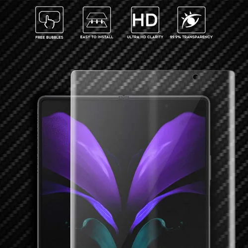 Vista 2 de Orzero (2 juegos) Compatible con Samsung Galaxy Z Fold 2 5G, 2 protectores de pantalla frontal de TPU y 2 protectores de pantalla interiores de alta