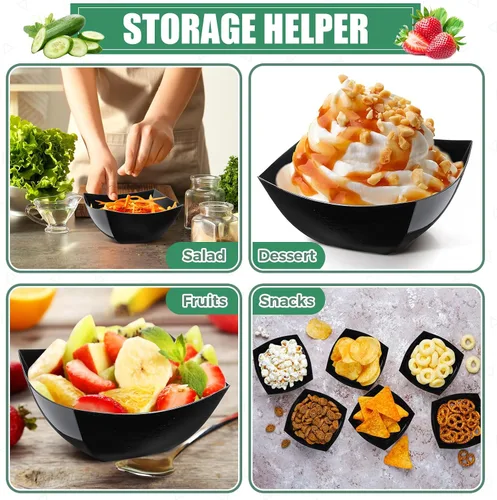 Vista 3 de Sliner 100 Piezas Cuencos de Plástico Cuadrados 8 oz Cuencos de Servir de Plástico Desechables Contenedores de Chips para Fiestas, Contenedores