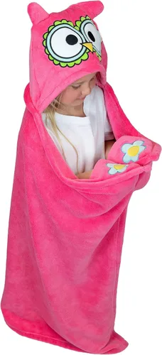 Vista 15 de Manta con capucha para llevar puesta Lazy One para niños, manta con capucha de animales (Oso)