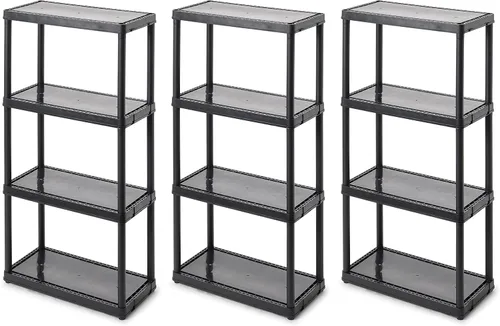 Vista 17 de Gracious Living Sistema de organización de almacenamiento de 3 estantes de altura fija, uso ligero, sólido, de 12 x 24 x 33 pulgadas, para hogar