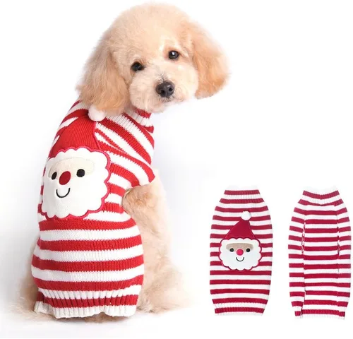 Vista 17 de Suéter festivo para mascota con diseño de reno Suéter para perro navideño Prendas tejidas cálidas para invierno par a mascotas, m Reno de dibujos