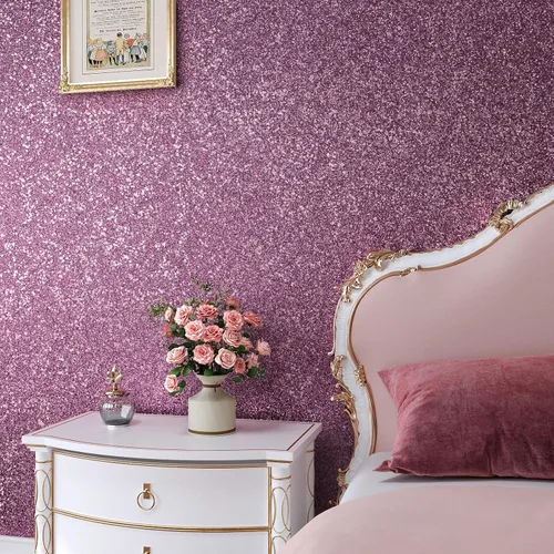 Vista 5 de VaryPaper Papel tapiz rosa claro con purpurina gruesa de 15.7 x 78.7 pulgadas, papel de contacto con purpurina rosa para paredes, papel de pared
