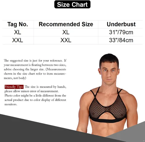 Vista 5 de ACSUSS Camiseta sin mangas exótica para hombre, sexy, para cuerpo, pecho, muscular, arnés, vendaje, lencería gay, disfraces
