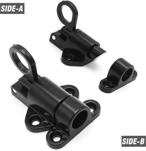 Vista 5 de 4 cerraduras de puerta de resorte negro, cierres de cierre automático de 2.3 x 1.7 pulgadas, cerradura de puerta deslizante automática resistente