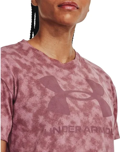 Vista 5 de Under Armour Camiseta deportiva de manga corta pesada con estampado completo para mujer