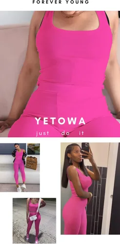Vista 3 de Conjunto deportivo de 2 piezas para mujer, camiseta sin mangas de punto acanalado para yoga, leggings de cintura alta, conjuntos de ropa deportiva