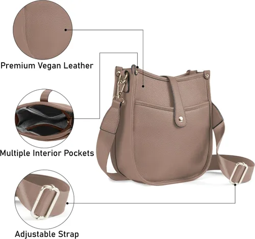 Vista 4 de Bolso bandolera Hobo de moda con correas ajustables - Monederos de diseñador de cuero vegano