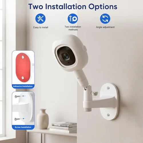 Vista 4 de wochel No Drill Baby Monitor Mount for Nanit Pro/Plus, Adjustable Nanit Wall Mount with USB C Charger Mount and 10FT Power Cable, Wall Bracket Stand