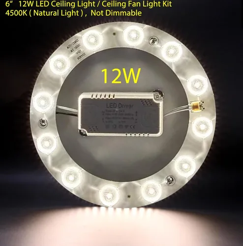 Vista 2 de Kit de luz LED de montaje empotrado para ventilador de techo de 12 W, panel de motor de luz LED de reajuste, luz natural de 4500 K