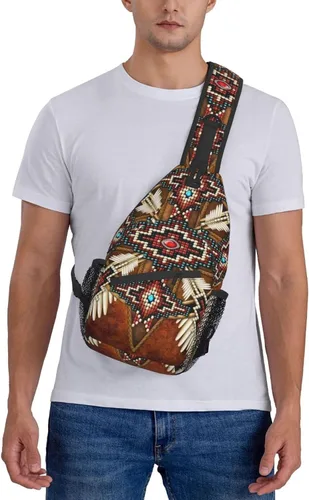 Vista 8 de ASYG Linda bolsa de hombro nativa americana cruzada en el pecho, mochila casual americana india para mujeres y hombres, Native American-a08