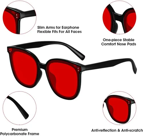 Vista 7 de Gafas de luz azul para mujer, anteojos de luz azul para hombre, 99.9% de bloqueo de luz azul, revestimiento doble AR con revestimiento rojo, lentes