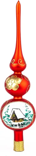 Vista 11 de Adorno para la Copa del Árbol de Navidad Spitz de Vidrio Soplado, Adornos Dorados/Plateados Decorados a Mano (13 Pulgadas / 33cm, Dorado)
