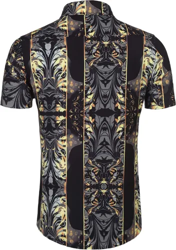 Vista 3 de Daupanzees Camisa de vestir con estampado de diseño de lujo de manga corta para hombre