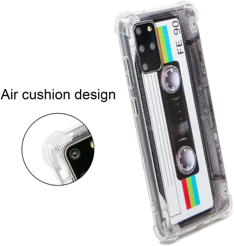 Vista 2 de FAteam - Funda para Galaxy S20 Plus con esquinas reforzadas, TPU suave parachoques retro cassette cinta compatible con Samsung Galaxy S20+
