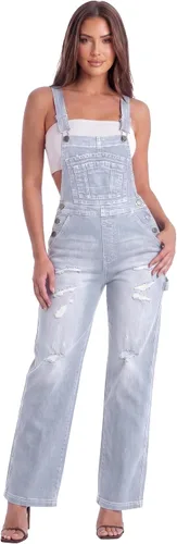 Vista 10 de Hybrid & Company Overol de mezclilla ajustable destruido casual para mujer, overol elástico Pvj156999-negro Ripp