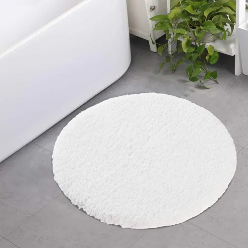 Vista 10 de Seavish Alfombra de baño de contorno beige de lujo, alfombras de baño peludas de 19.6 x 19.6 pulgadas, antideslizante, eficiente, absorbente