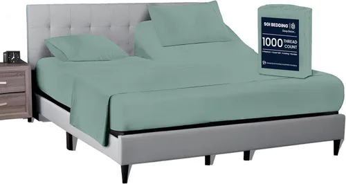 Vista 22 de SGI bedding Sábana Queen de 28" con Parte Superior Dividida Flex Head, 100% Algodón Egipcio, Cuenta de Hilos 1000, Sábana Superior Flex para Cama