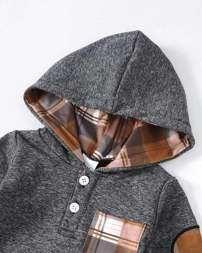 Vista 4 de Renotemy Ropa de bebé recién nacido, trajes para bebé, con capucha, mameluco para otoño e invierno, 0, 3, 6, 9, 12, 18 meses, ropa de bebé para niño