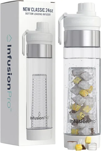 Vista 10 de Infusion Pro Botella de agua con infusor de frutas de 24 onzas con tapa giratoria: funda aislada y agua infundida libro electrónico de recetas
