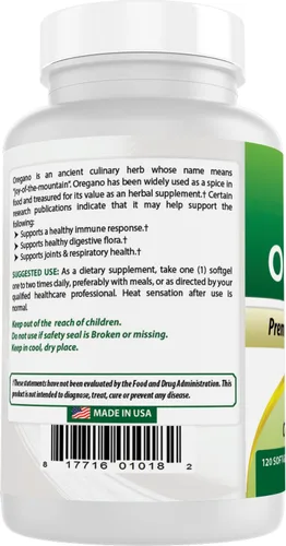 Vista 6 de Best Naturals Aceite de orégano 250 mg cápsulas blandas, 120